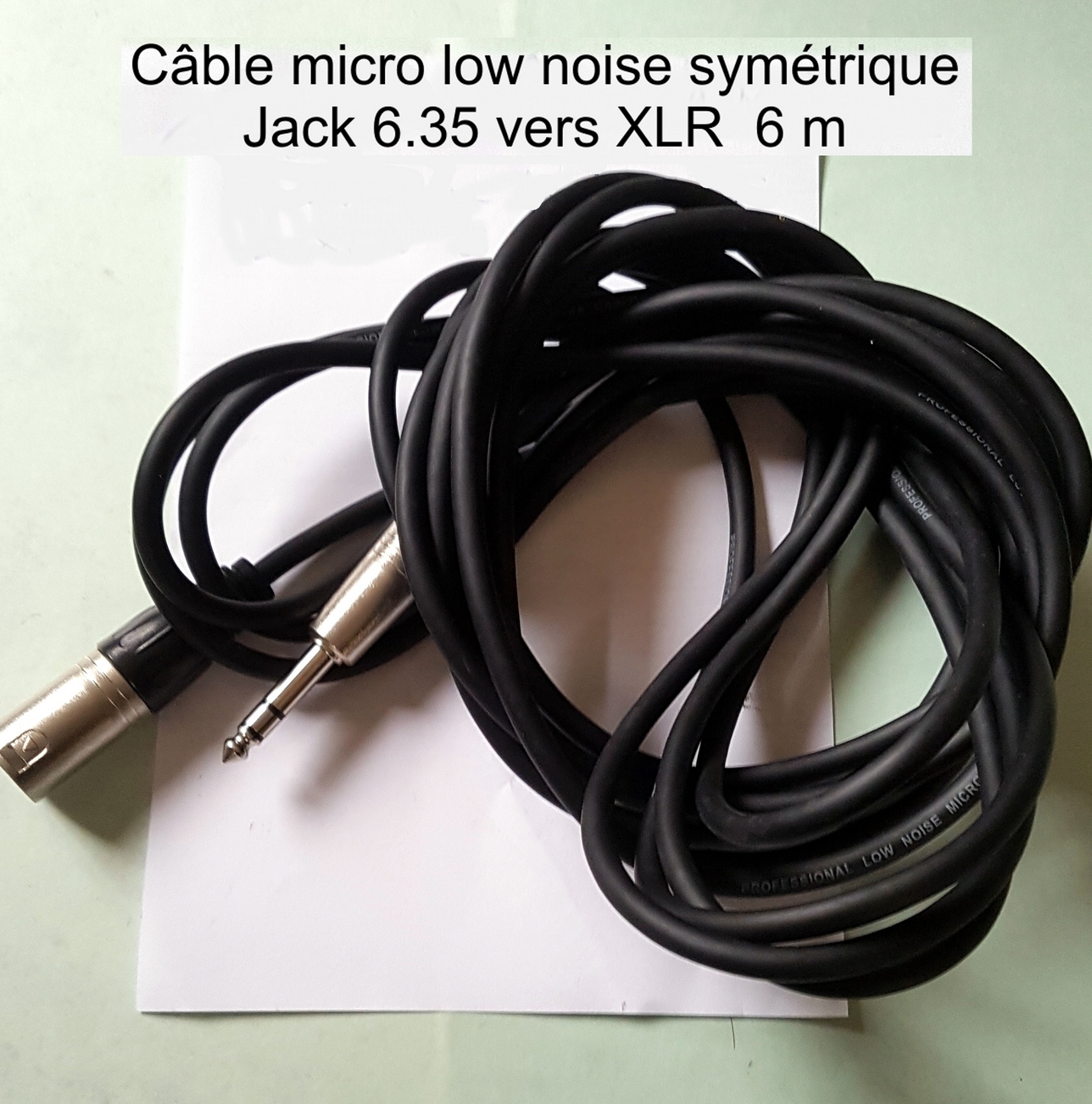 Câble micro low noise symétrique Jack 6.35 XLR 6 m (Ile-de-France) -  Audiofanzine