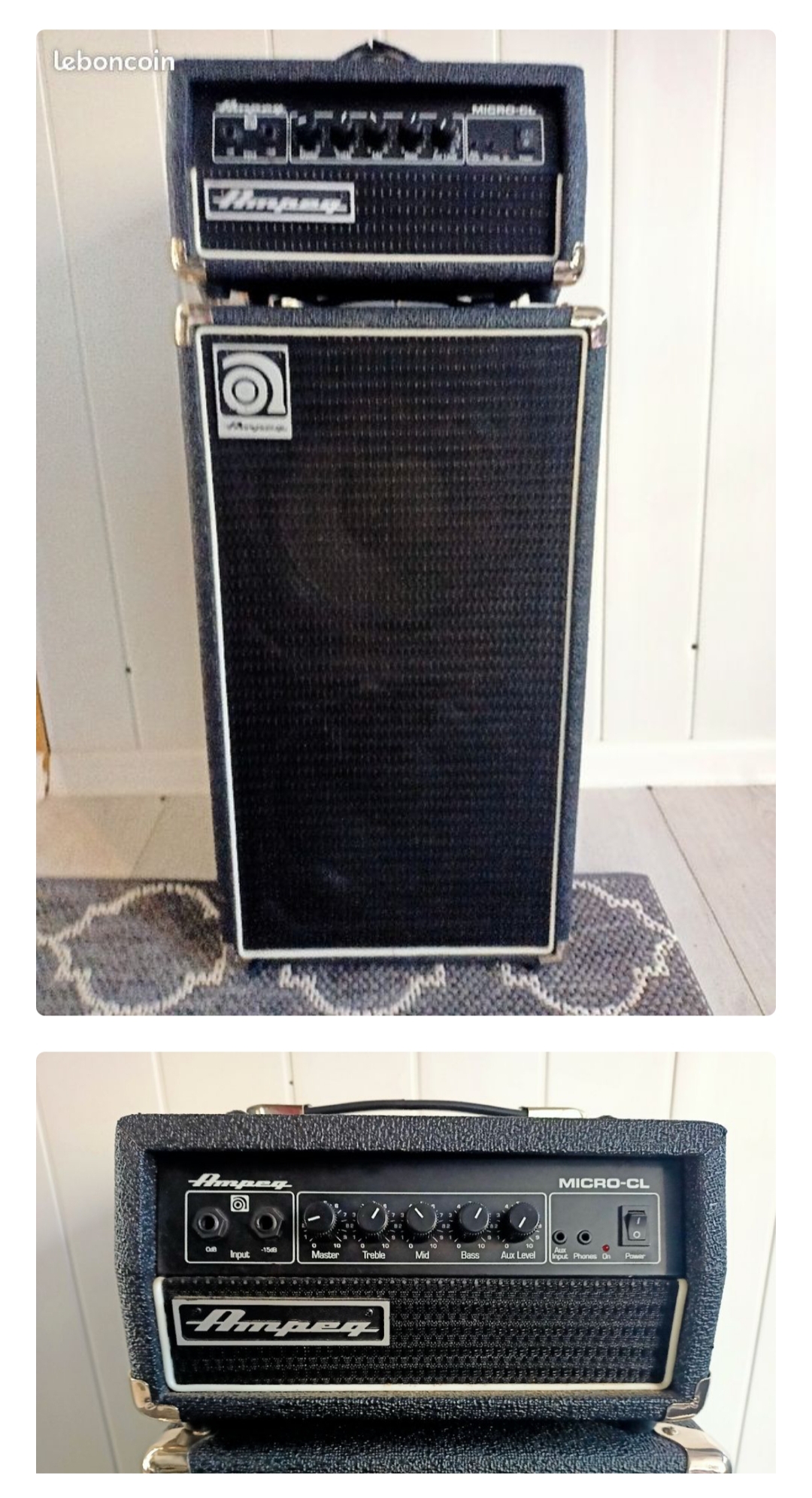 限定品得価YS364 正常動作品 AMPEG ヘッドアンプ MICRO-CL キャビネット MC-210E セット アンペグ ベースアンプ Micro CL Stack / コード付 λ ヘッドアンプ