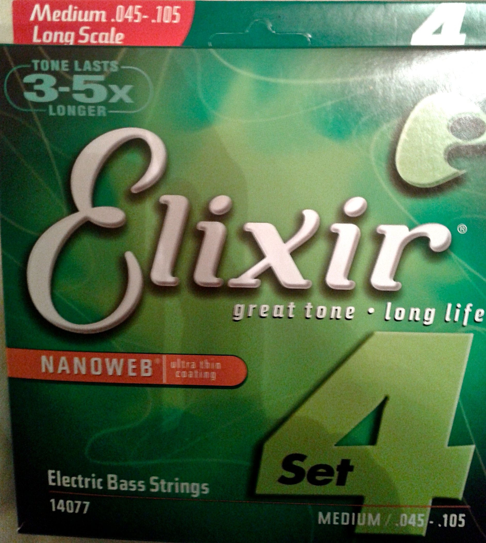 Photo Elixir Strings Nanoweb Bass 14077 45105 4String Medium/Long Scale Elixir Strings