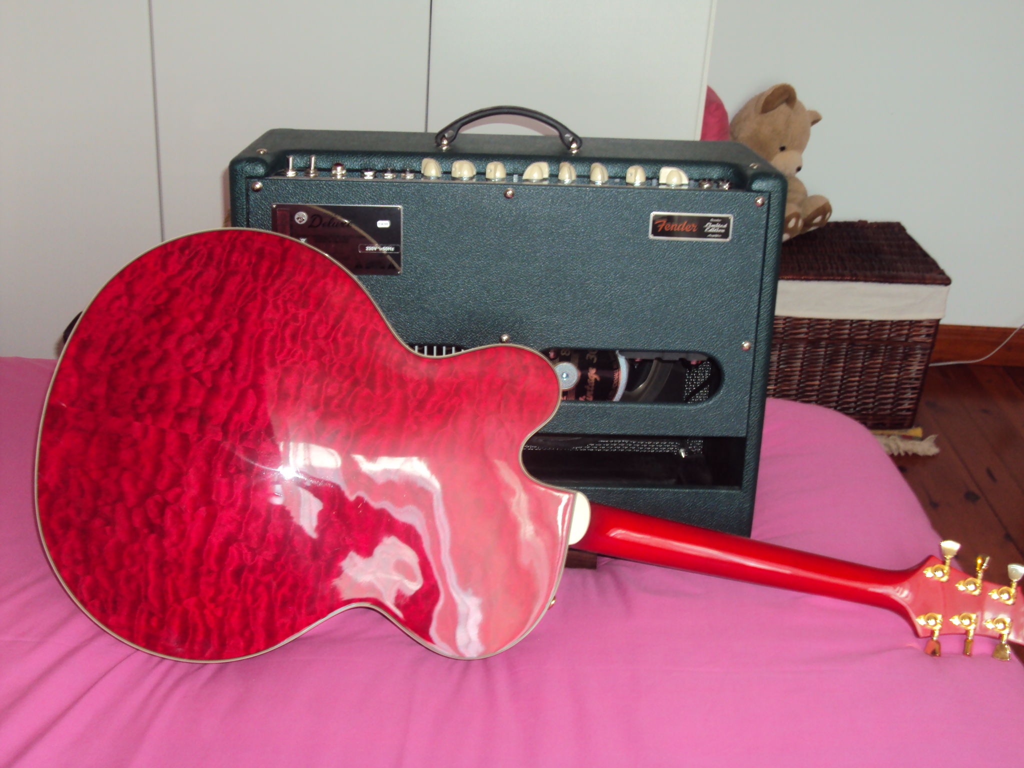 Photo Fender Hot Rod Deluxe Emerald Green & Eminence Patriot Cannabis