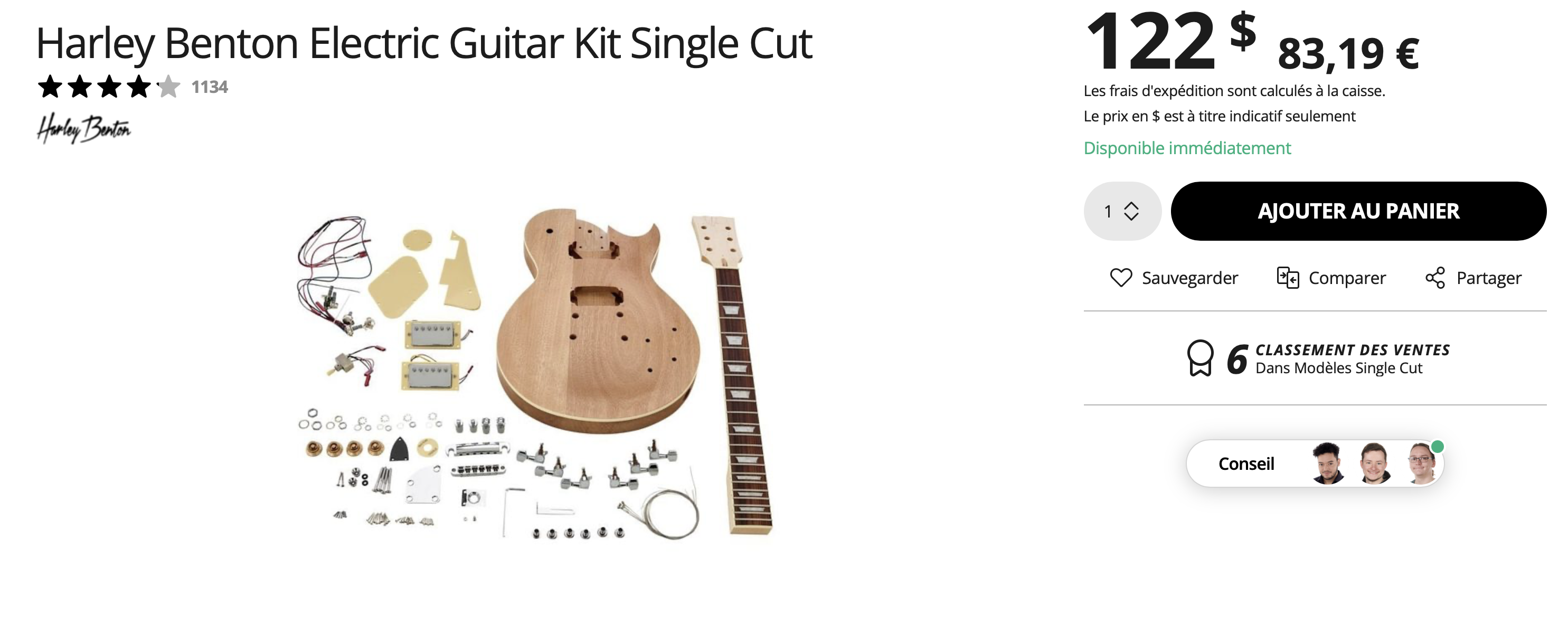 Harley Benton Electric Guitar Kit Single Cut