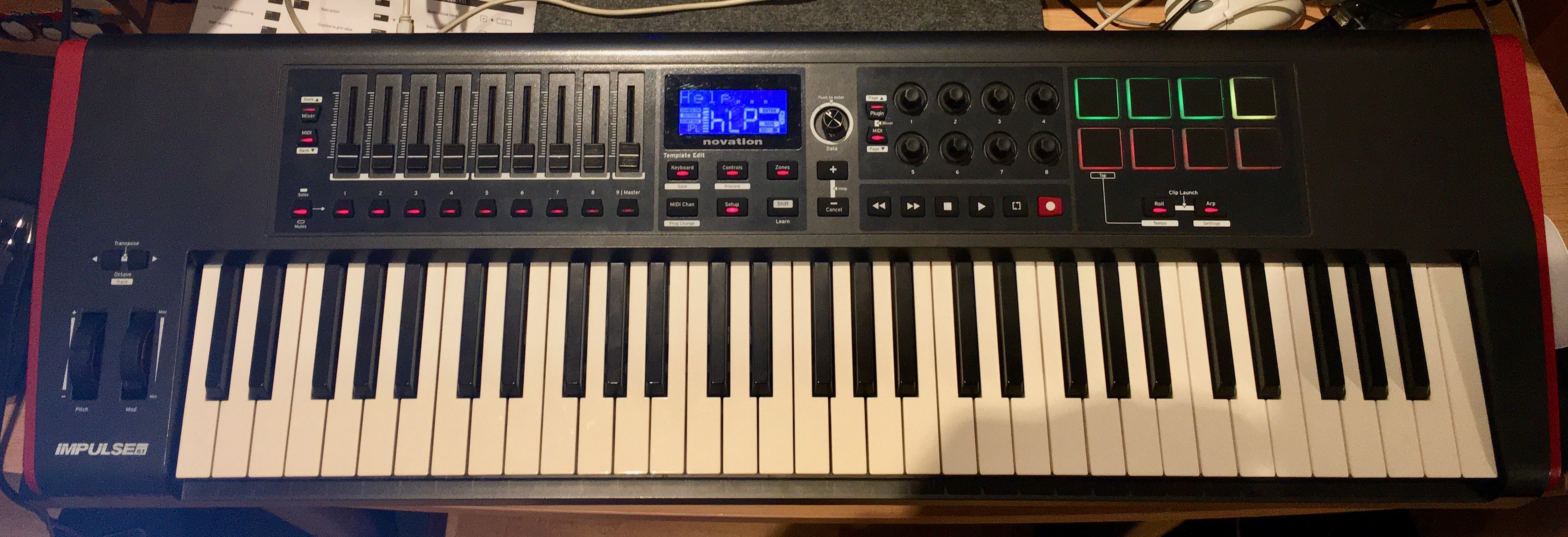 novation impulse 61 dimensions