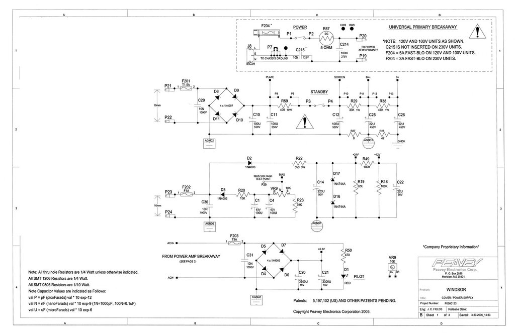 Photo Peavey Windsor Studio : Windsor schema power supply (#568591