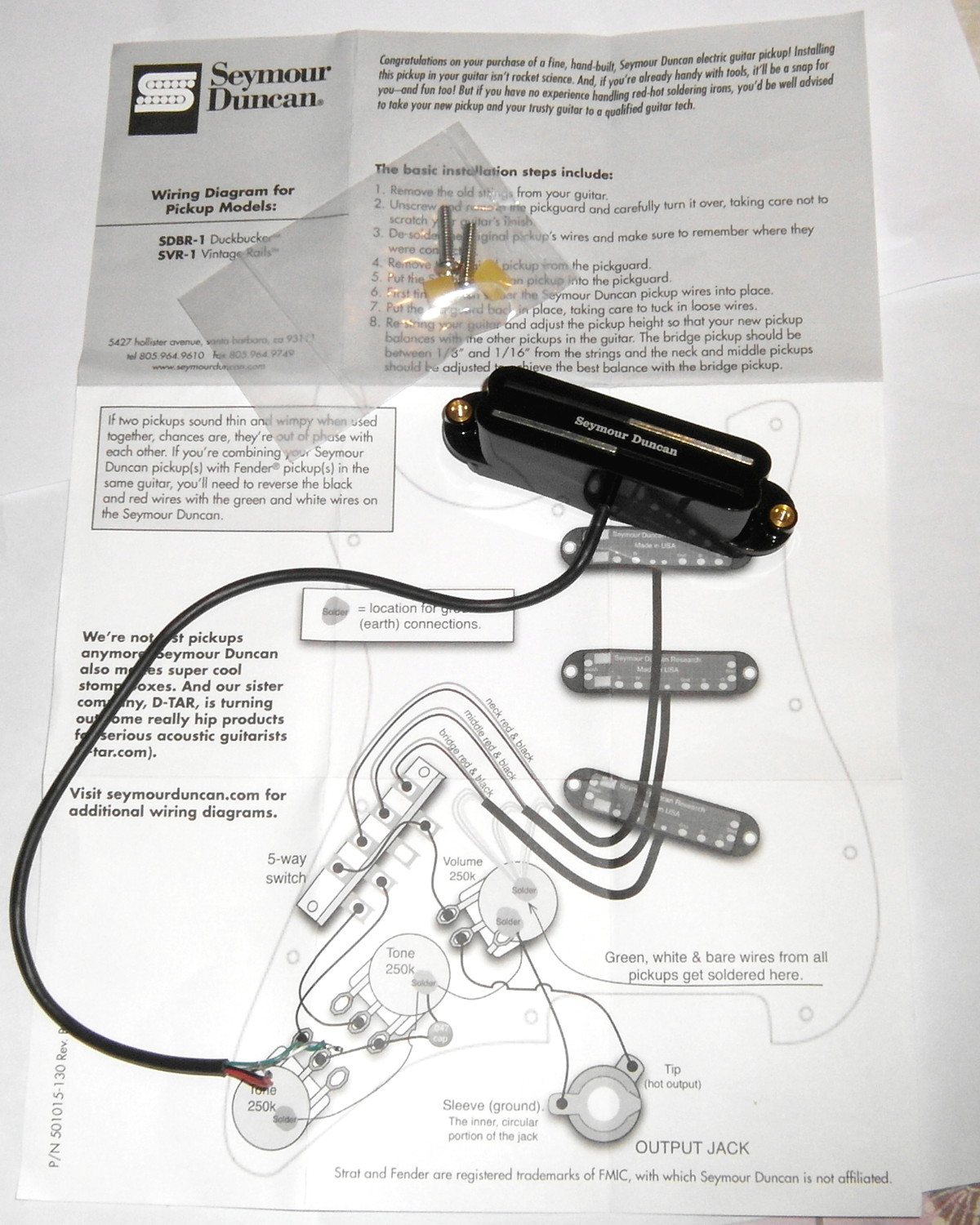 Seymour Duncan SVR-1N Vintage Rails Neck image (#1752427 ... triple hot rail pickup wiring diagrams 