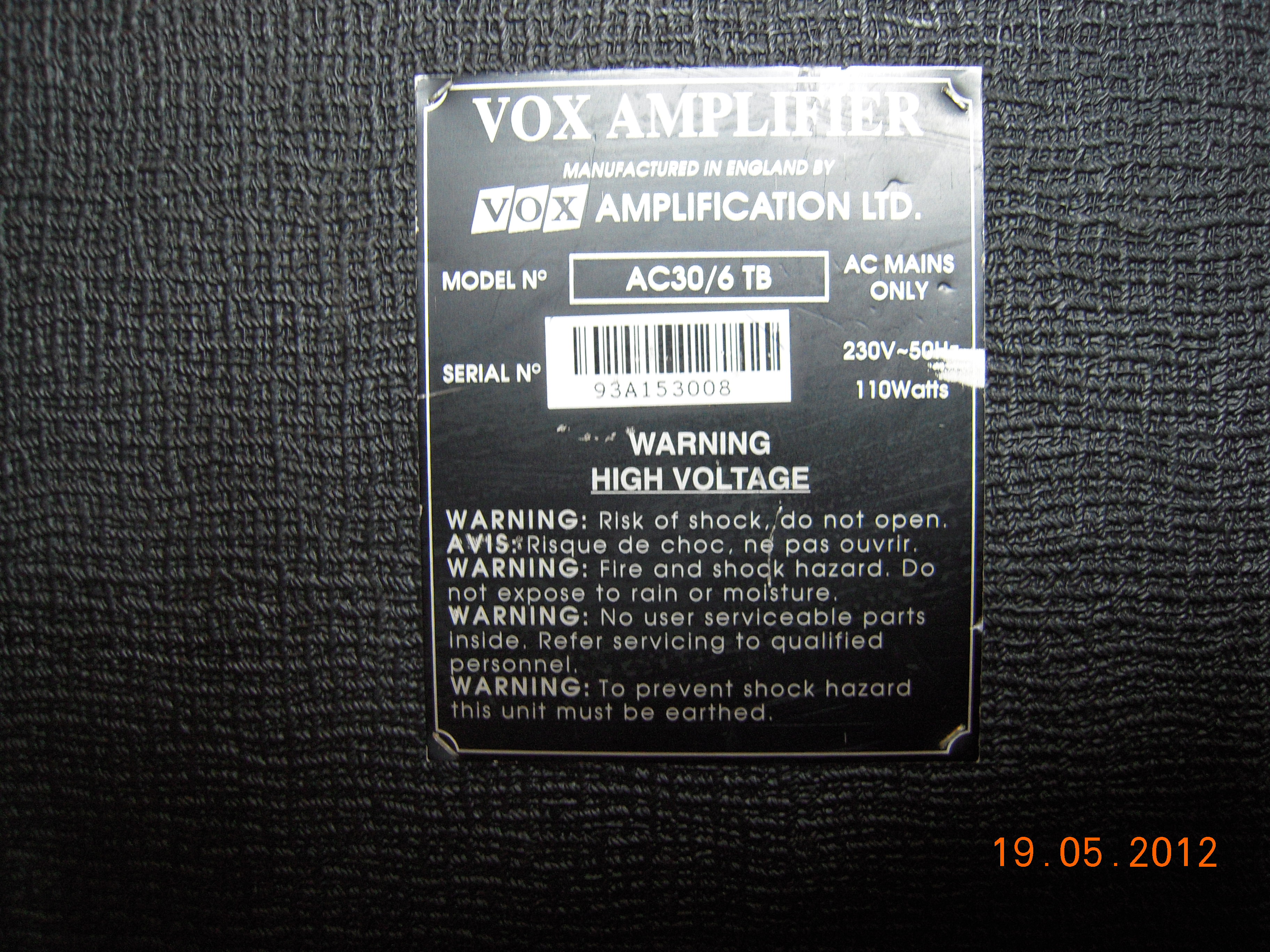 Vox electric guitar amps