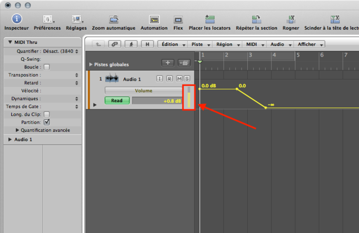 Volume de piste avec automation