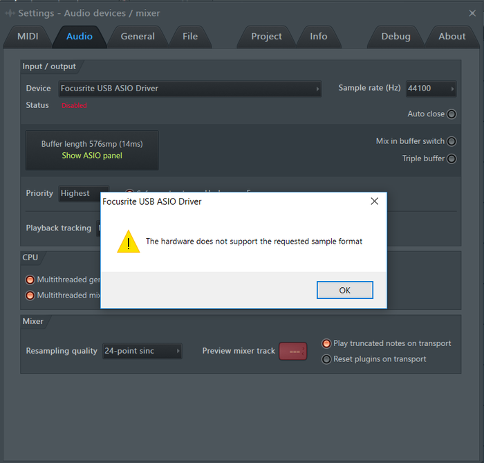 Saffire 6 not working with FL Studio 20 - The hardware does not support the  requested sample format - forum Focusrite Saffire 6 USB - Audiofanzine