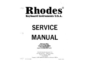 Rhodes Keyboard Instruments Service Manual 