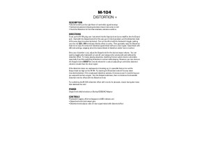 MXR M104Distortion+ Owner Manual 