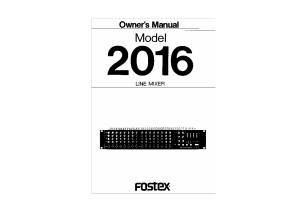 Fostex 2016 Owners Manual 