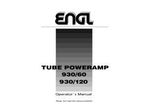 ENGL E930 Manual