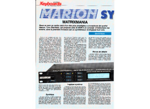 Test du Marion System MSR-2 par le mag Keyboards