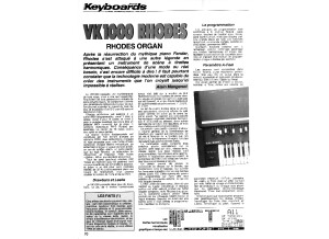 Test du Rhodes VK-1000 par le mag Keyboards