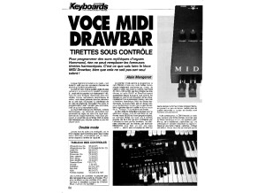 Test du Voce Midi Drawbar par le mag Keyboards