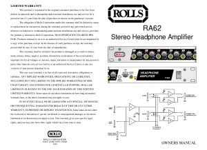Rolls RA62 Headphone Amp Manual & Schematic 