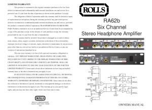 Rolls RA62b Headphone Amp Manual & Schematic 