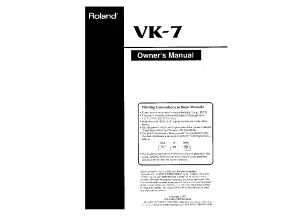 VK 7 Owner's Manual
