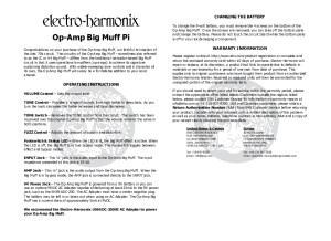 EHX Op-Amp Big Muff Pi Manual