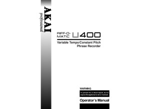 Akai Riff-O-Matic U400 Manual