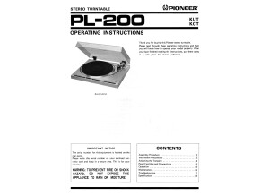 Pioneer PL 200 Owners Manual 