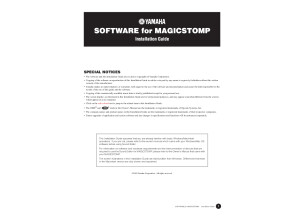 Yamaha Magicstomp Software Installation Manual 