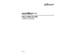 Source Audio Soundblox Pro Poly-Mod Filter Manual