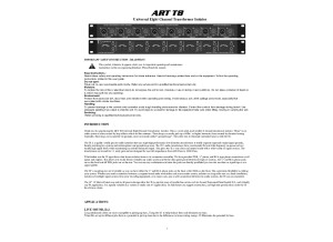 Art T8 Owner Manual