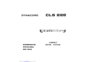 Dynacord CLS 222 Operating Manual
