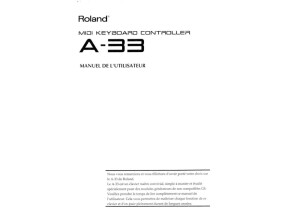 Roland A-33 - Manuel d'utilisateur