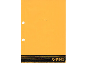 SYRINX - MODE D'EMPLOI (eng) - Incomplet