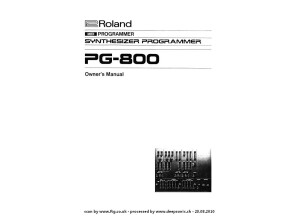 Roland PG-800 Owners Manual