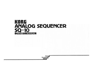Korg SQ-10 Sequencer Owners Manual
