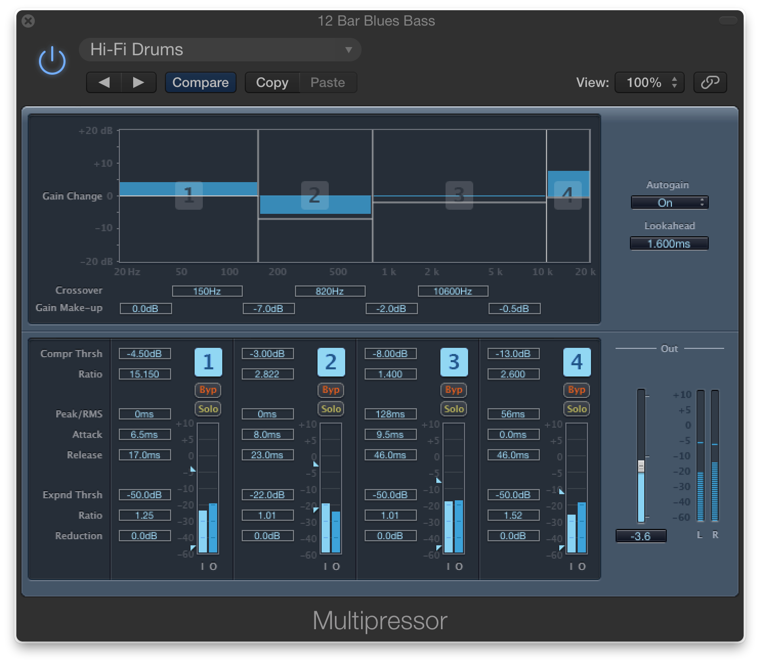 Compresseur multibande en mixage audio