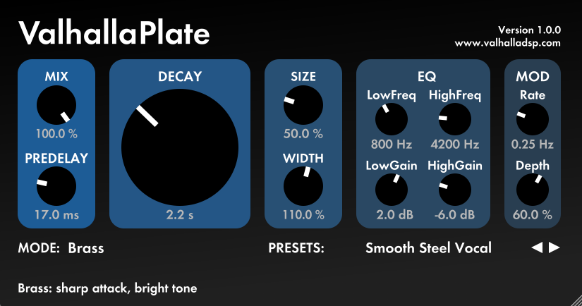 Valhalla DSP ValhallaPlate : VP little