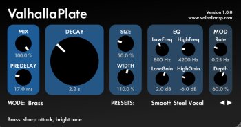 Valhalla DSP ValhallaPlate : VP little Valhalla DSP ValhallaPlate : VP little