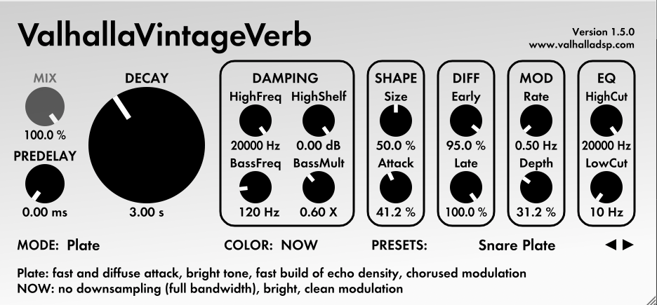 Valhalla DSP ValhallaPlate : VVV now