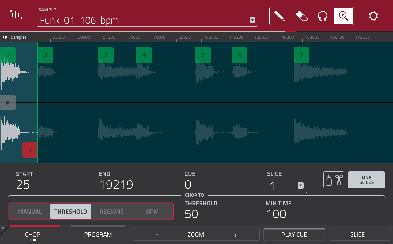 Akai MPC Touch : sample edit