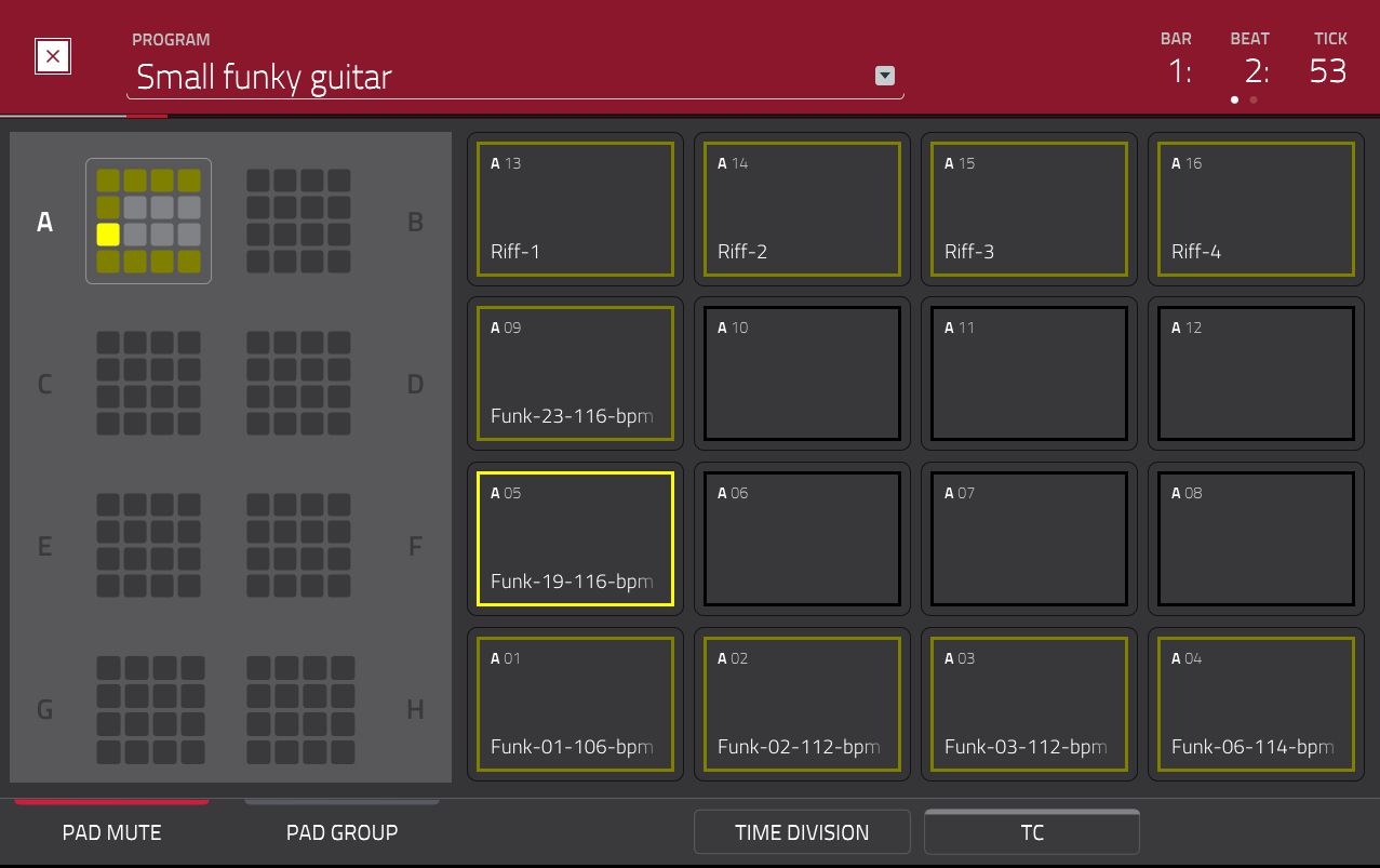 Akai MPC Touch : pad mute