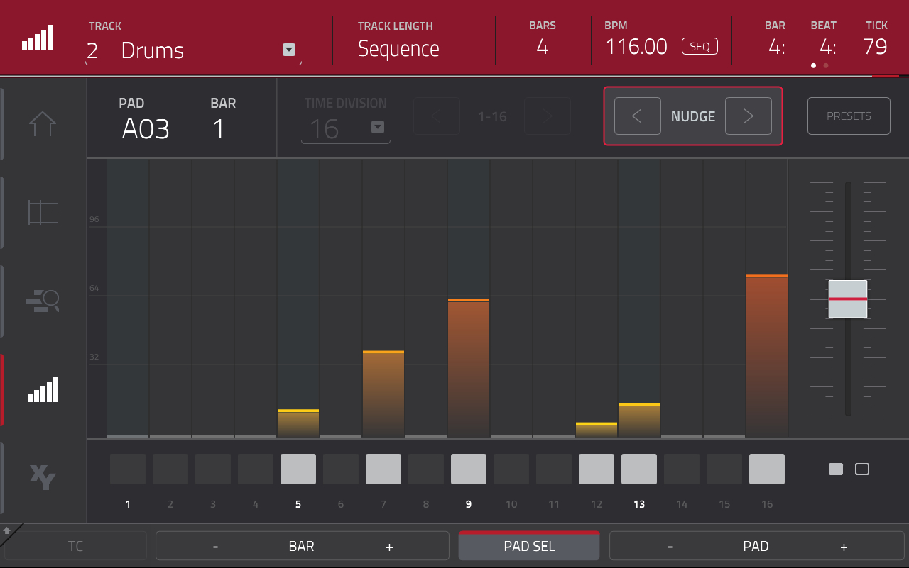 Akai MPC Touch : step sequencer