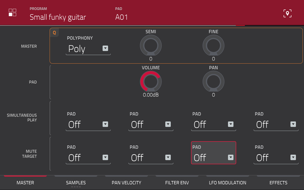 Akai MPC Touch : program edit
