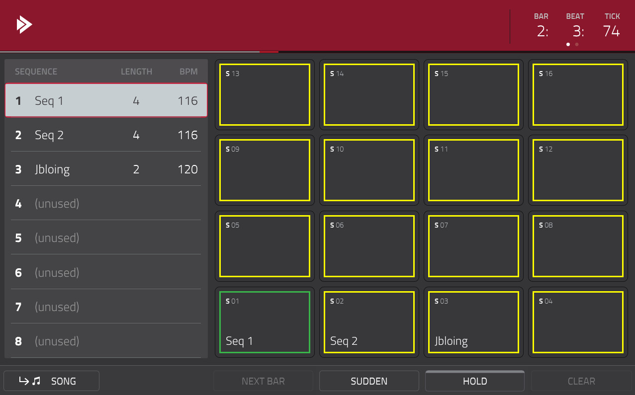 Akai MPC Touch : next seq