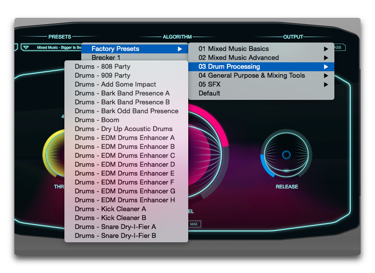 Zynaptiq Unmix::Drums : Presets