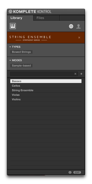 Native Instruments String Ensemble : Browser