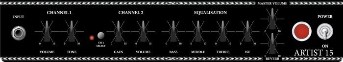 Blackstar Amplification Artist 15 : artist 15 front panel large Blackstar Amplification Artist 15 : artist 15 front panel large