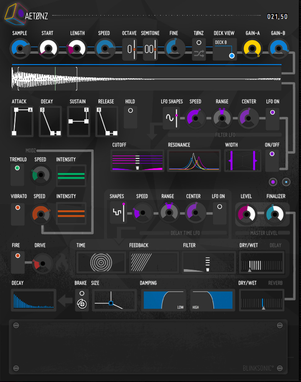 Blinksonic&deg; aet&oslash;nz : aetonz hybrid instrument for reaktor