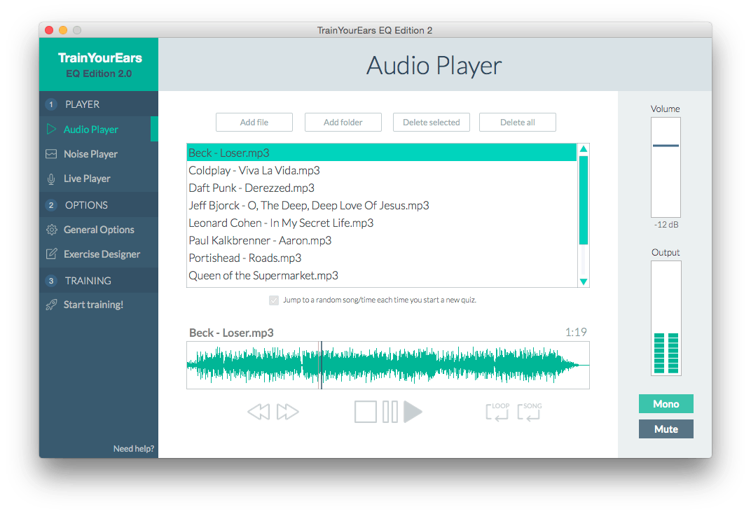 audio player screenshot