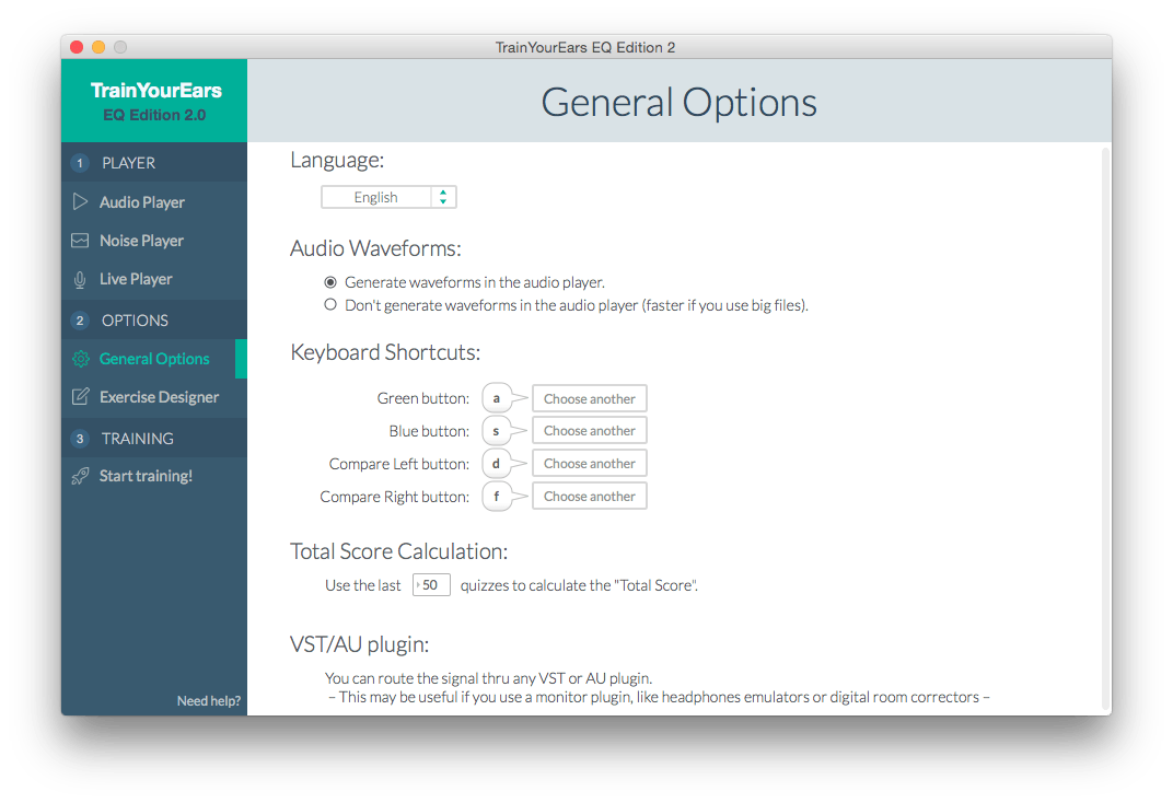 general options screenshot