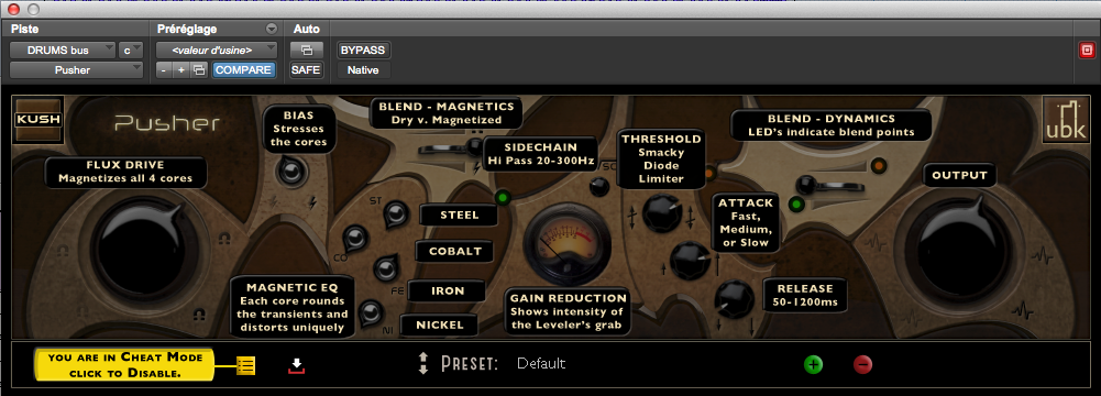 Kush Audio UBK Pusher : Pusher Cheat Mode