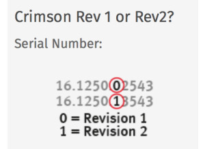 Crimson Rev1 or Rev2 serial number