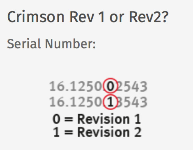 SPL Crimson : Crimson Rev1 or Rev2 serial number